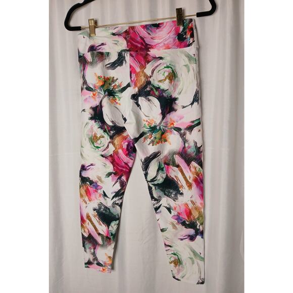 Betsey Johnson Performance Water Color Rose Floral Print Leggings Cropped 7/8 - Picture 2 of 9